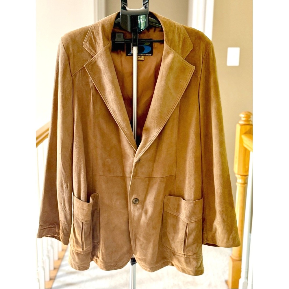 Vintage Breier of Amsterdam Tan Suede Leather Blazer Jacket Mens 44L